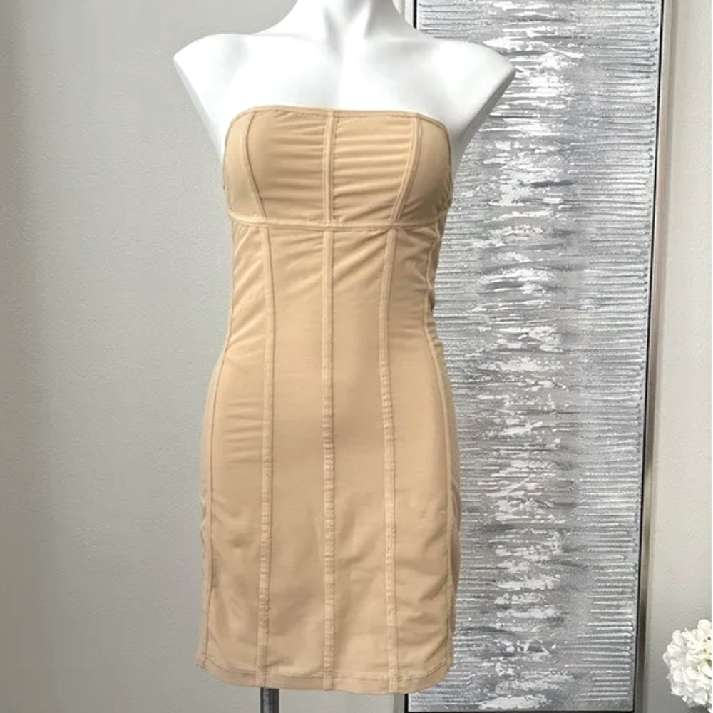 Urban Outfitters UO Tan Bari Corset Mini Dress size M with removable straps